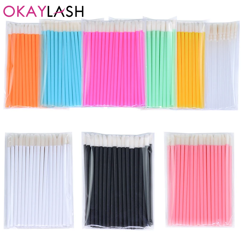 50Pcs Disposable Mini Lip Brush Supplies Spoolies For Lash Extension Lipstick Applicator Gloss  Brush Mackeup Accessories Tools