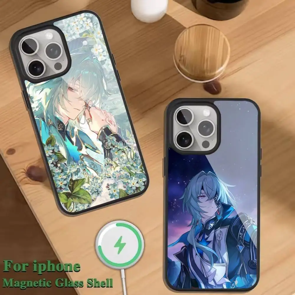 

H-Honkai Star Rail Anaxa Phone Case For Magnetic Wireless Charge Cover For iphone 16 15 14 13 12 11 Pro Max Plus Coque