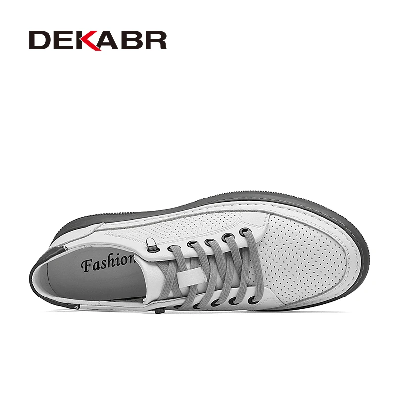 DEKABR Fashion Men Casual Shoes Lightweight Driving Shoes Genuine Leather Breathable Men\'s Flats Shoes Walking For Men