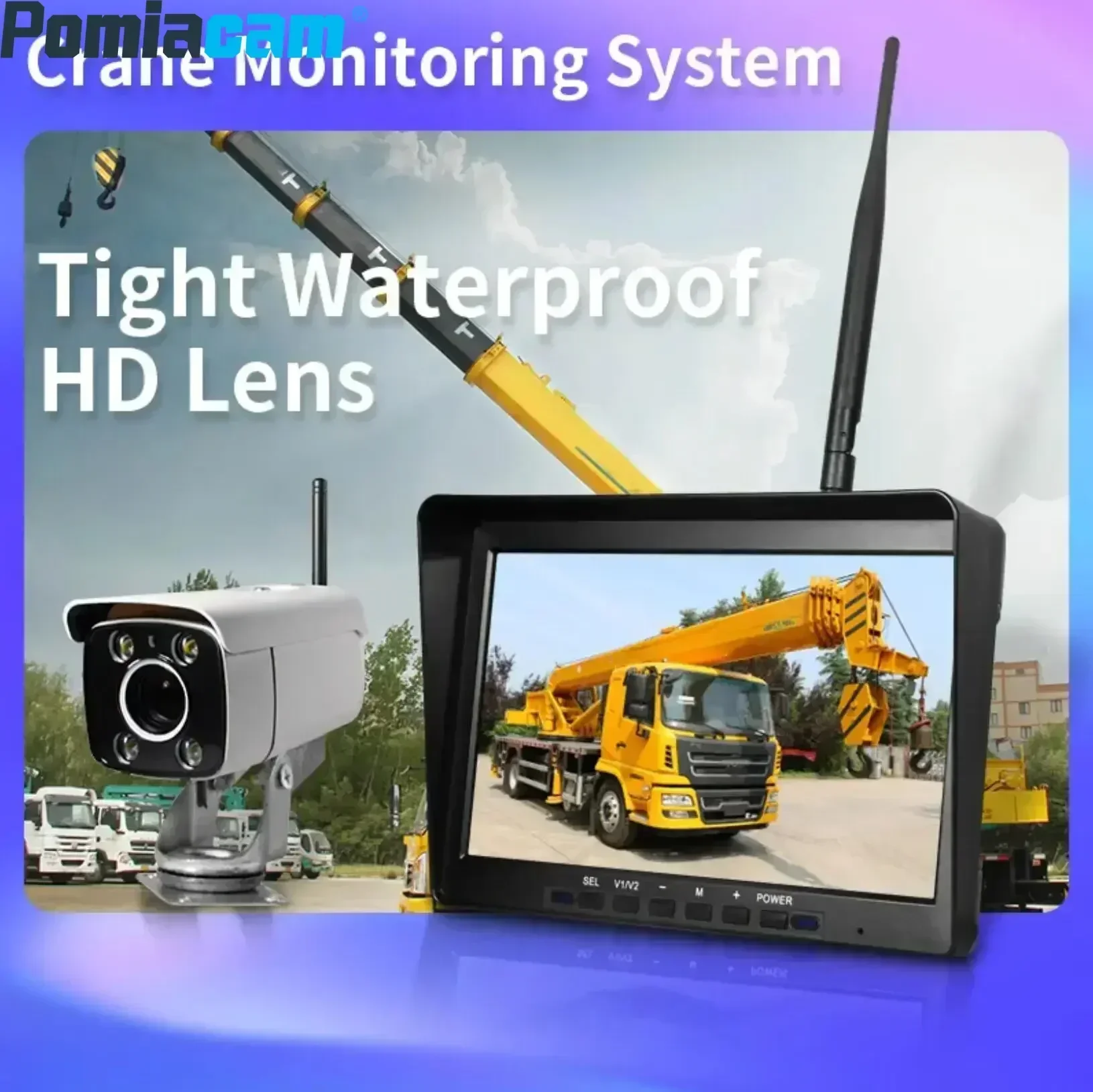 Wireless Crane Camera System, Wireless Monitor, Waterproof Night Vision Display 8X/30X Zoom for Tower Crane wireless Monitor