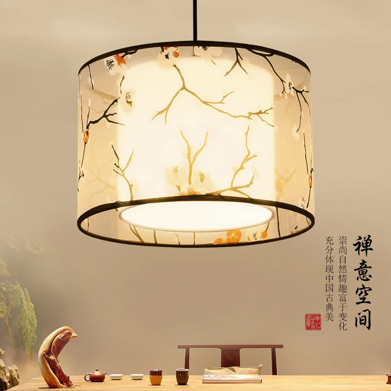 New Chinese corridor aisle light modern simple fabric bedroom ceiling light fashion creative hotel tea house small chandelier