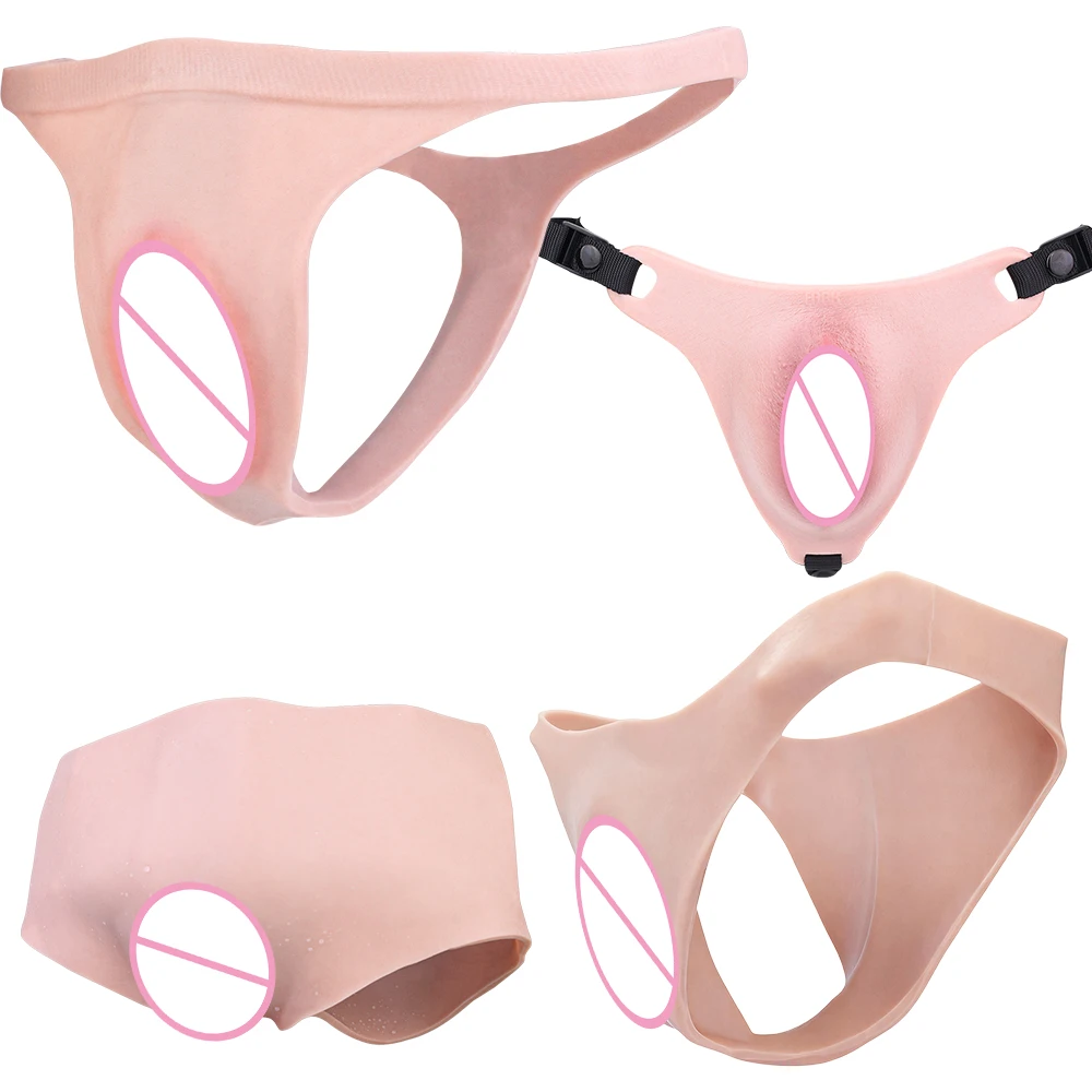 SXXY Soft Silicone Realistic Vaginal Panties Skin Touch T-Back/Briefs/Boxer Shorts Underwear With Fake Vaginal For Crossdresser