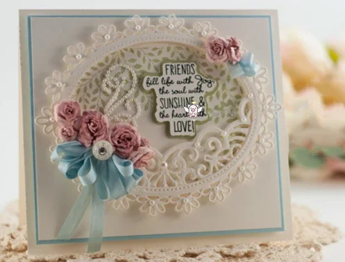 

Набор металлических вырубных форм Mmao Craft, 5 шт., для скрапбукинга, овальные рамки с цветами, трафареты для вырезания, ножи-формы, штампы