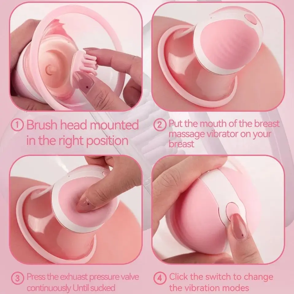 Breast Massage Nipple Vibrator Sucker Strong Manual Sucking Stimulator with 10 Vibration Rotation Modes Adult Sex Toys for Women