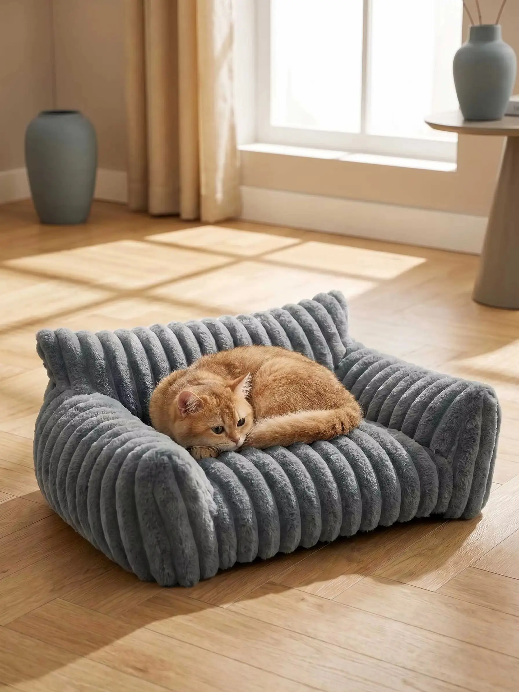Warme Komfort-Katzenliege, Tiefschlaf-Katzenbett, Haustierkorb, Kätzchenhaus, Sofa für kleine Hunde, niedliches weiches Kissen für mittelgroße Katzen
