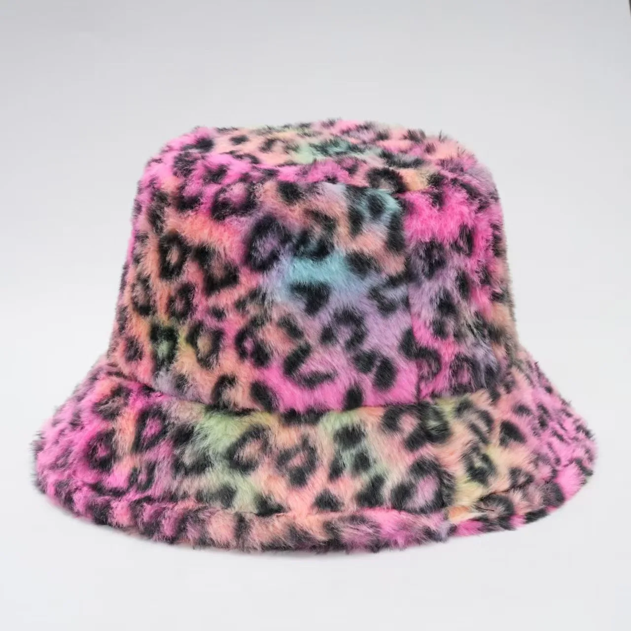 Popular Leopard Print Winter Bucket Hat For Women Thick Soft Warm Fashion Fisherman Cap Men Outdoor Bonnets Cheap Dropship Gift