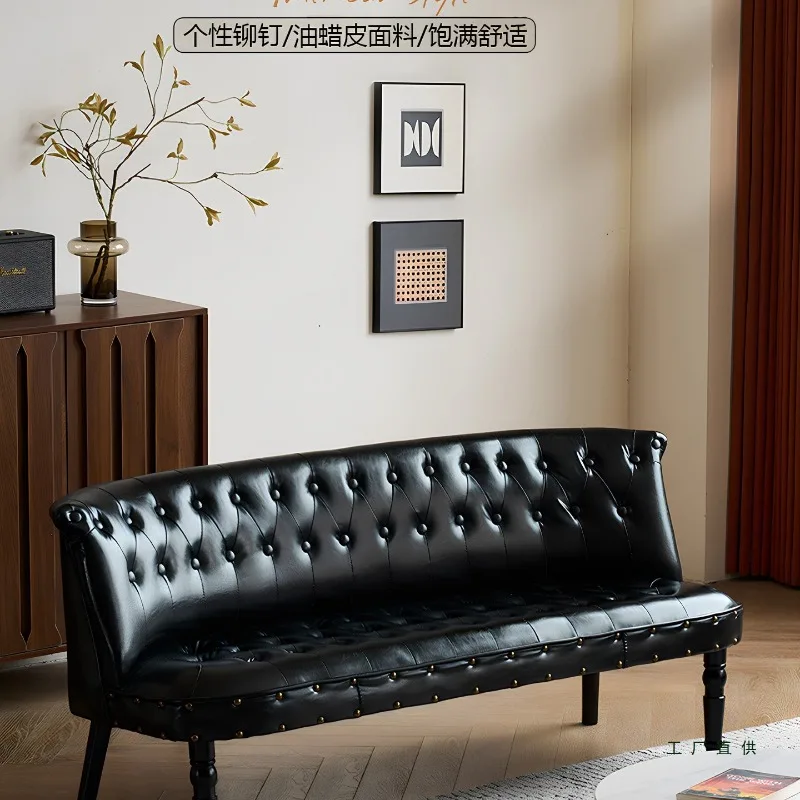 Retro single sofa, leather art fashion small apartment bedroom manicure hotel homestay clothing door store double sofa
