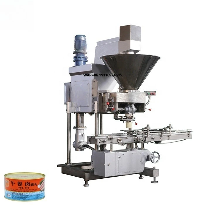 Máquina enlatadora rectangular para latas de alimentos, carne en conserva, relleno de carne enlatada, carne de cerdo en conserva