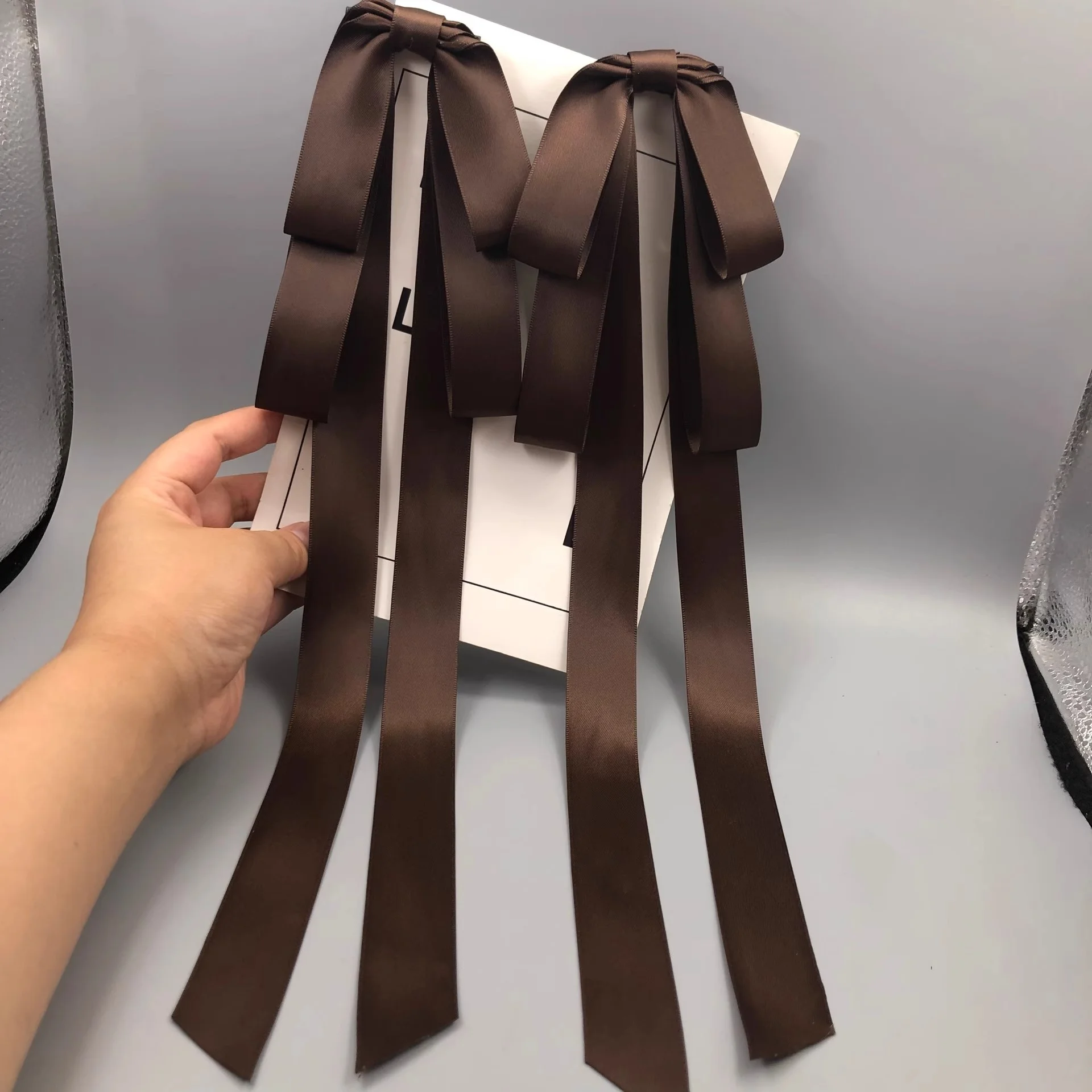 اليابانية لوليتا تدلى الأذن أرنب القوس الشريط الطويل مشبك شعر ذيل حصان الشعر التبعي القديمة Hanfu الجانب كليب