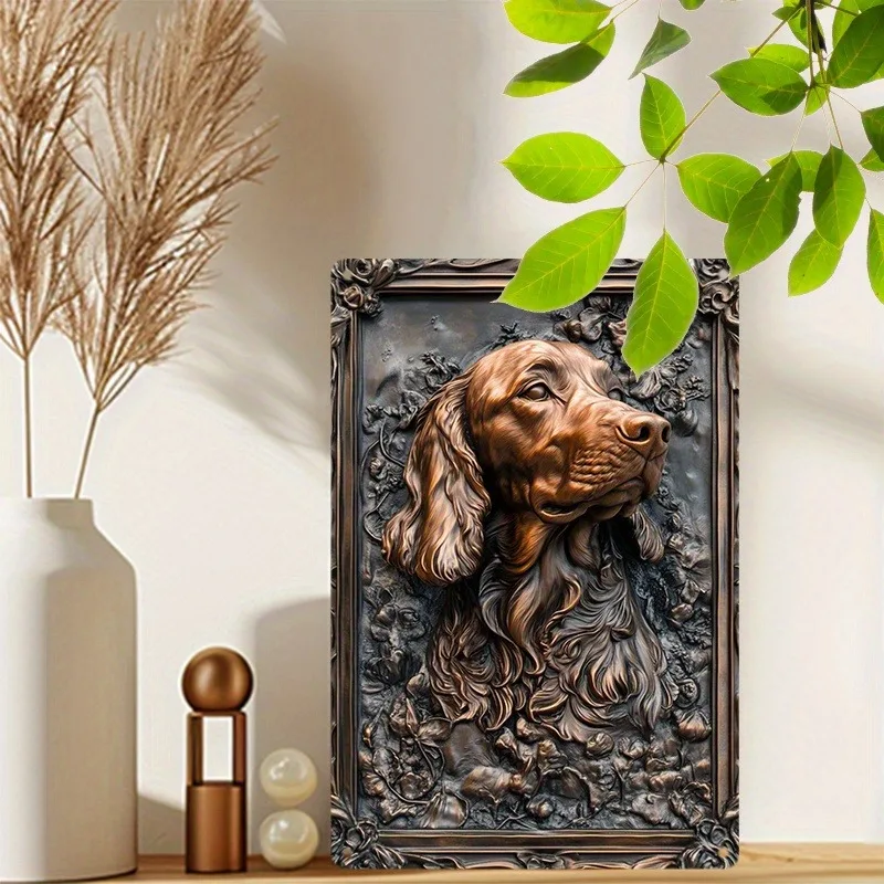 

English Setter Dog Metal Wall Art | 8x12" Iron Sign with Floral Design | Multi-Use Home Decor for All Occasions