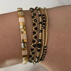 ZMZY Delica Miyuki Beads Chain Bracelet Pulseras Handmade Black Stone Crystal Bracelets Bangle For Women Stone Jewelry