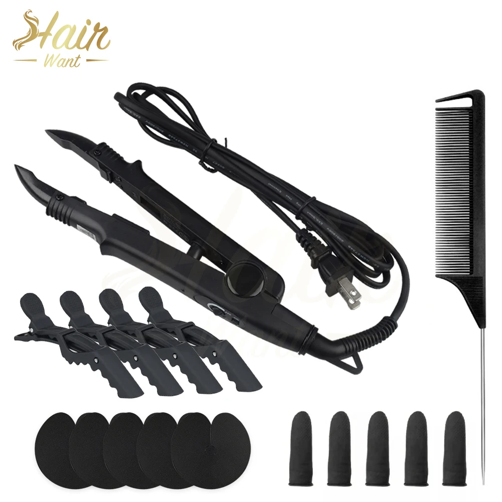 

Hair Want Keratin Hair Extension Tool Kit Heat Connector Fushion Iron Shield Guard with Glue Tail Hair Comb And Hair Clips