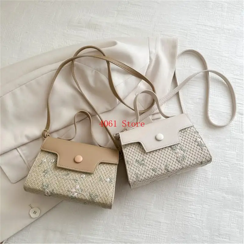 

Practical Straw Bag for Women Eye Catching Beach Shoulder Purse Crossbody Pack