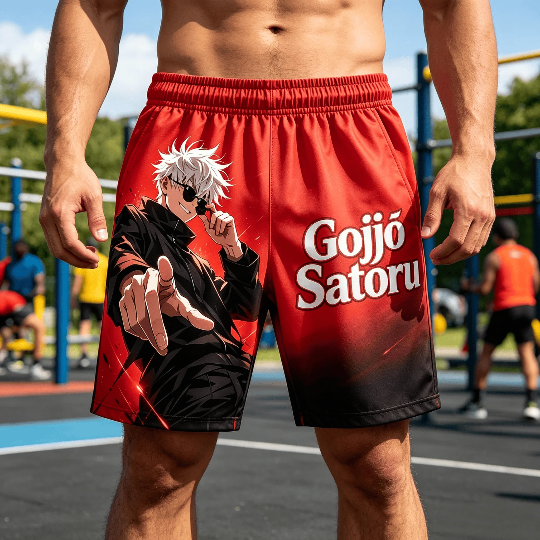 2026 Summer Jujutsu Kaisen Gojo Satoru Quick Dry Gym Shorts, Men's Unisex Anime Print Running Sports Board Streetwear Shorts