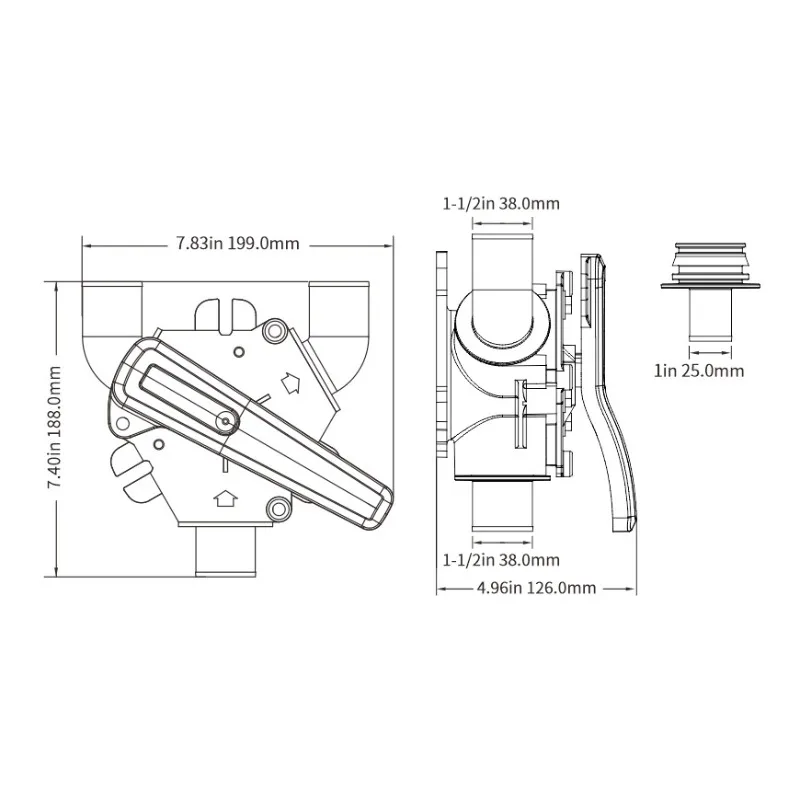Toilet sewage accessories Y-type valve Corrosion-resistant Y-type valve