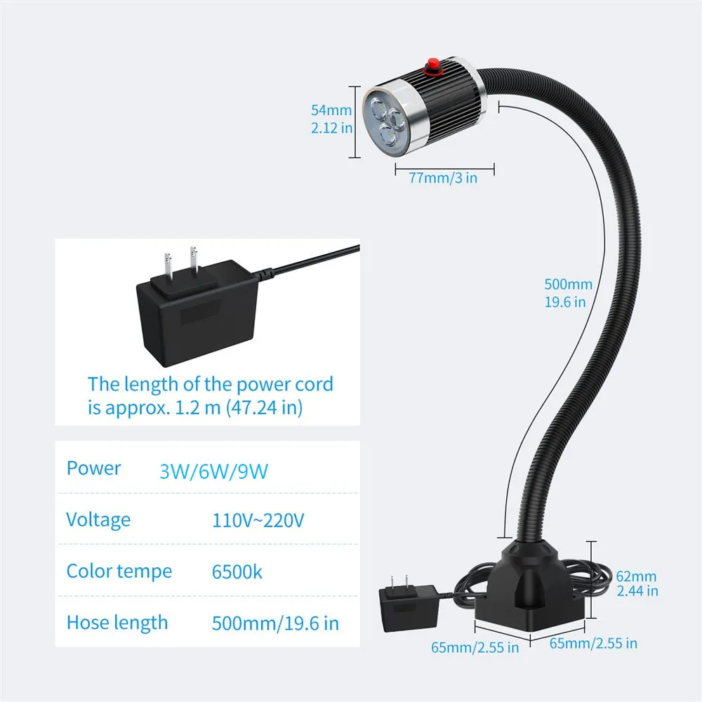 Ue eua plug luz da máquina industrial à prova dwaterproof água flexível gooseneck luzes de trabalho acessórios da máquina lâmpada para a imprensa broca