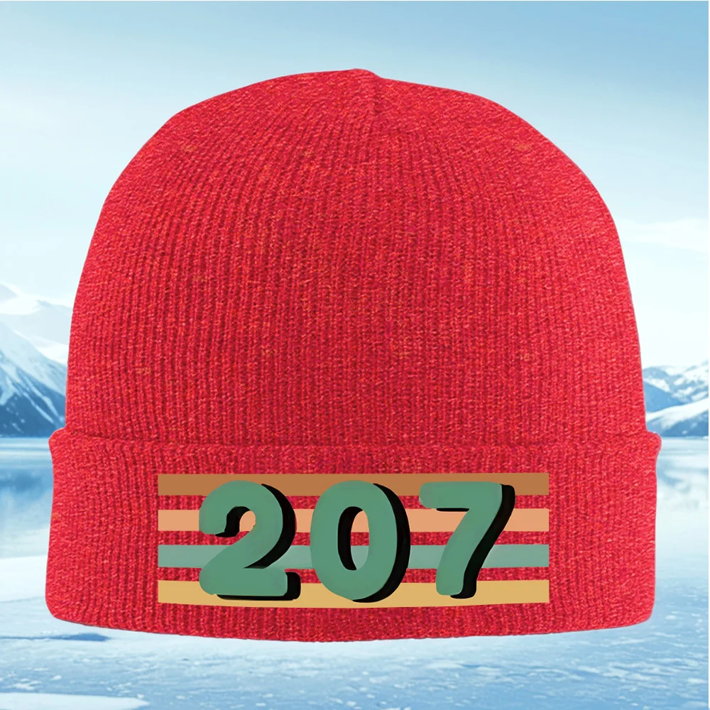 Patrón gráfico de diseño de estilo de número Retro Hombres Mujeres Gorro de punto unisex Gorro Jersey Gorro Invierno Térmico Cál