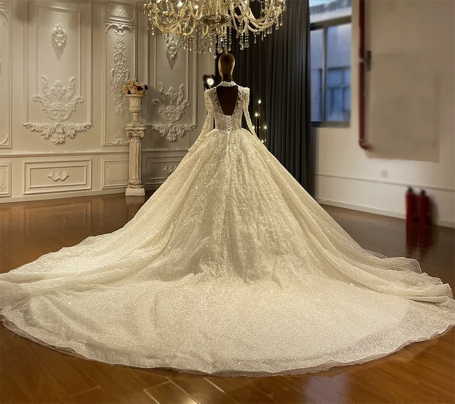 Customized New Design Luxury Long Sleeve Wedding Dress Amanda Novias Official