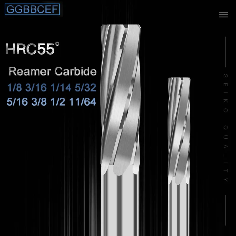 Machine Reamer Spiral Flute Solid Carbide Metal Cutter CNC for Metal Stainless Steel Aluminum Tool 1/8 3/16 1/14 5/16 3/8 1/2