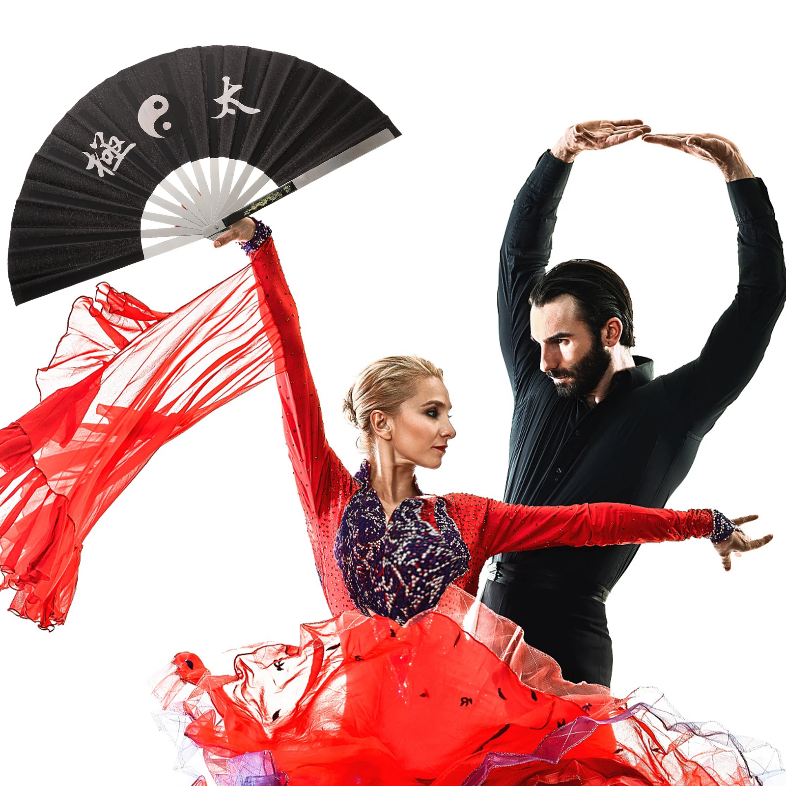 1 قطعة مروحة تاي تشي الصينية المحمولة مروحة قابلة للطي لأداء الرقص الكونغ فو ديكور مهرجان هدية خفيفة الوزن المحمولة #1