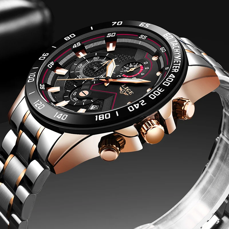 2025 nuevos relojes LIGE de moda para hombre, relojes de acero inoxidable de marca superior, cronógrafo deportivo de lujo de cuarzo con reloj para hombre, reloj Masculino