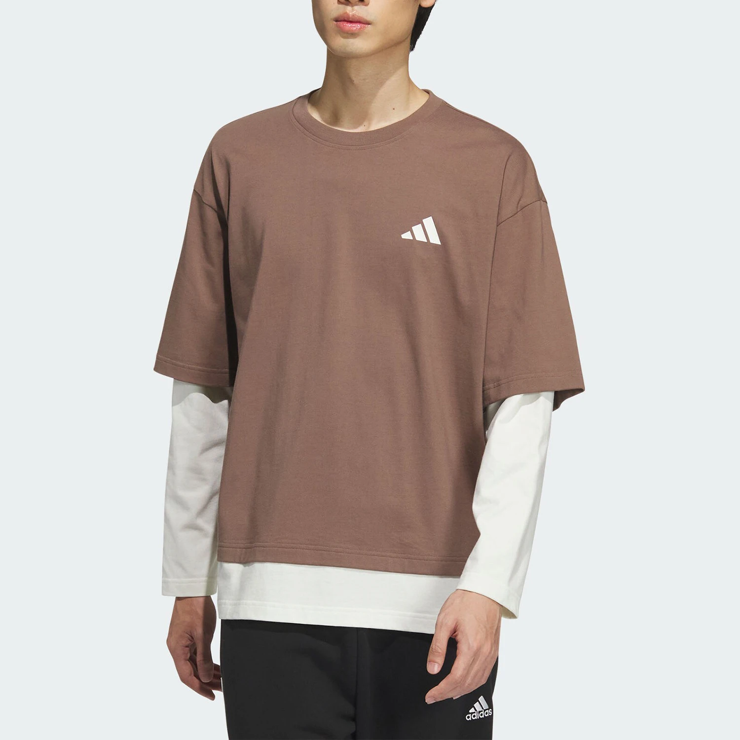 Adidas genuina 2024 nueva camiseta deportiva informal de dos capas falsa para hombres JM3408
