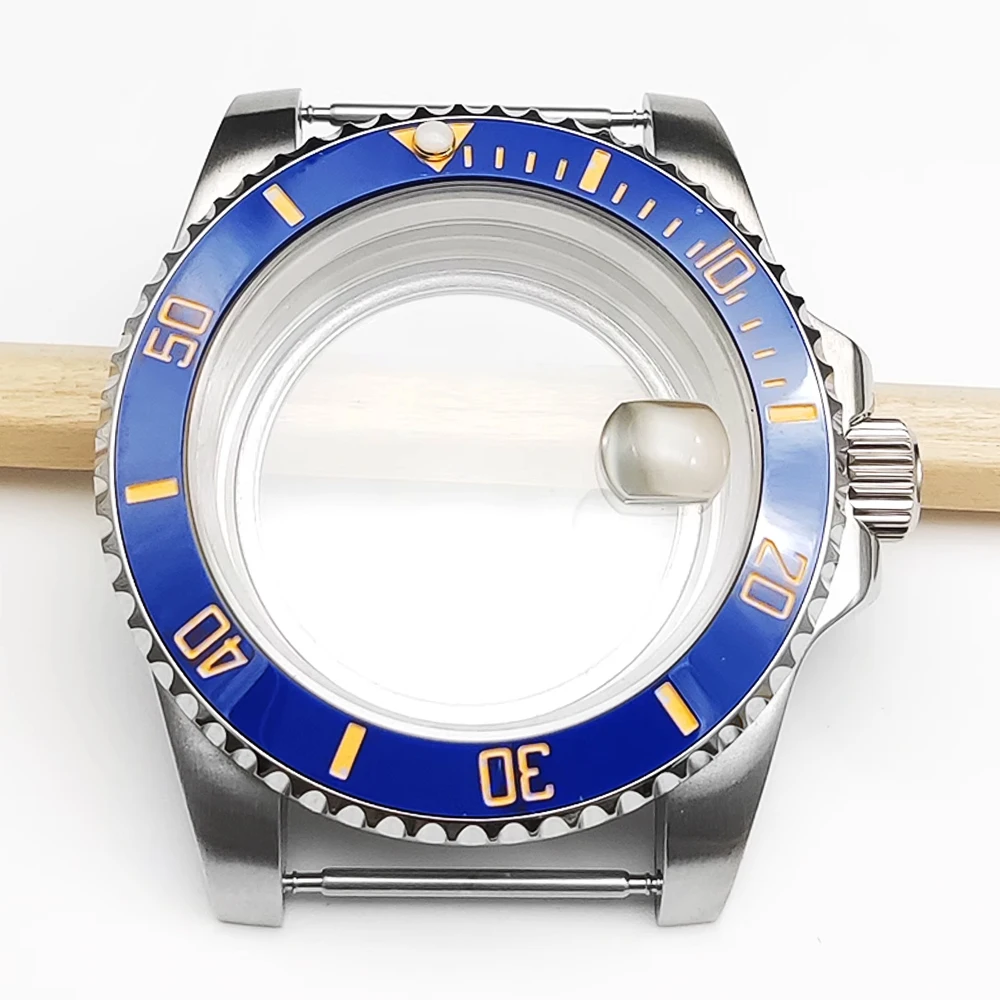 40mm Retro Watch  Case+Strap Fit NH35/36 8215 Automatic Movement 28.5mm Dial Watch Parts Transparent Back