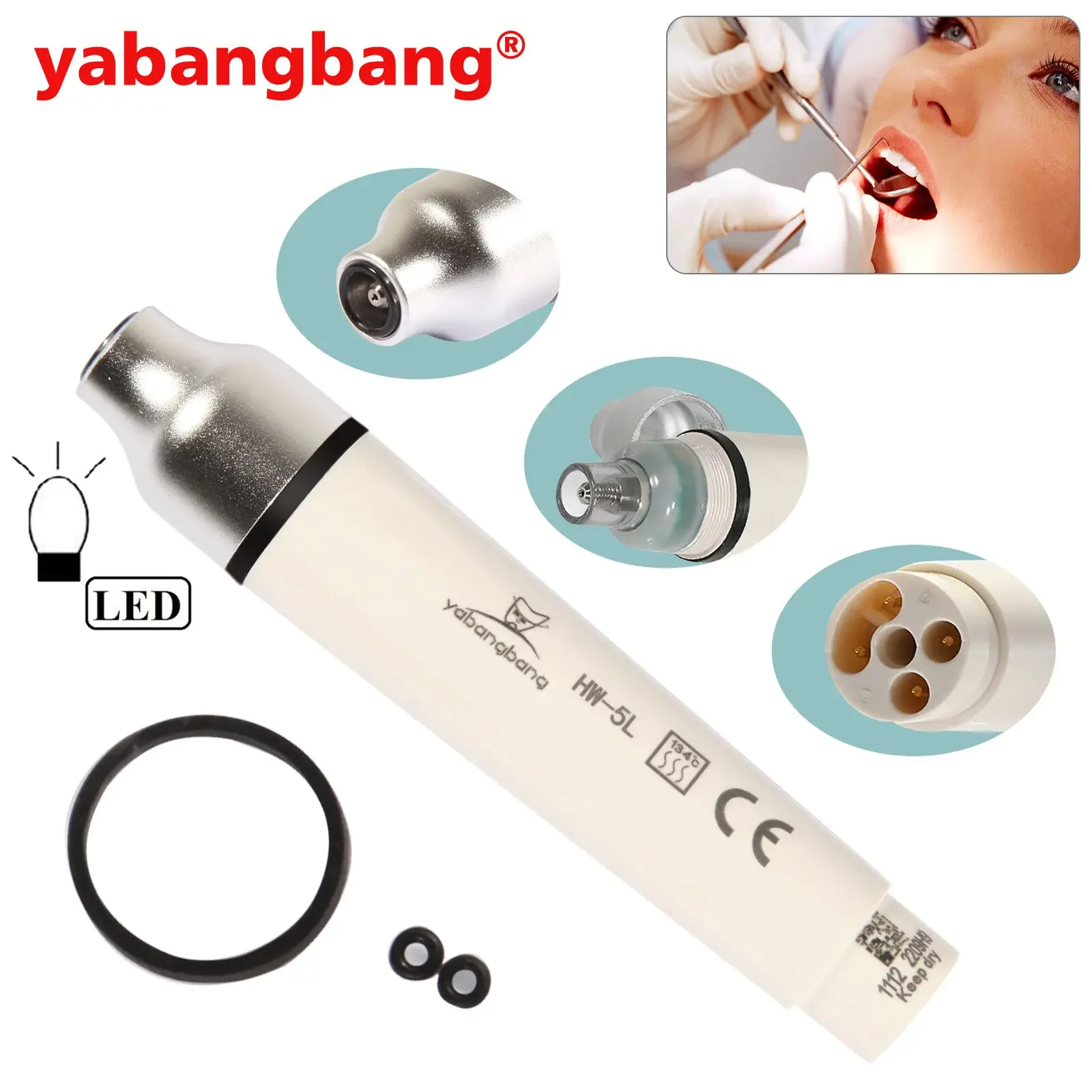 Dental Ultrasonic Piezo Scaler Fiber Optic LED Handpiece 135℃ for EMS Woodpecker Cavitron