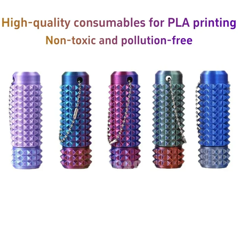 Portable Chain 3D Print Fidget Spiky Stick, Full Rotation Tactile Sensory Toy, Multi Color Anxiety Relief Desk Play Toy