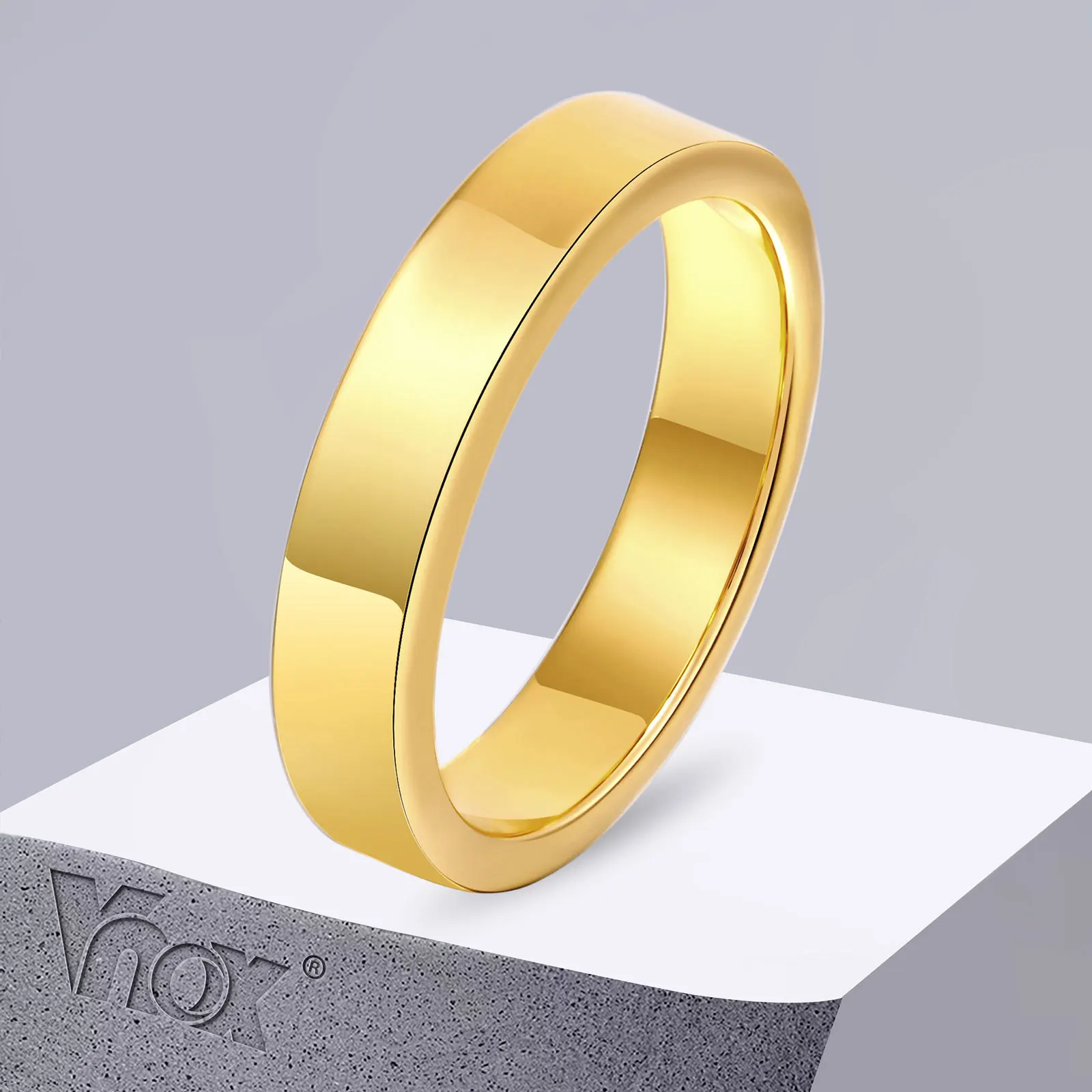 Vnox 2/4/6/8mm pierścionek z wolframem dla kobiet mężczyzn, podstawowy prosty obrączka ślubna w kolorze złotym, minimalistyczny pierścionek odporny na zadrapania