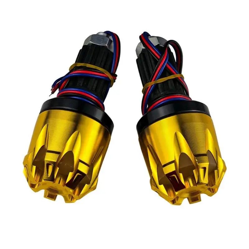 Motorcycle Handlebar End With Safety Warning LED Lights Shockproof Waterproof