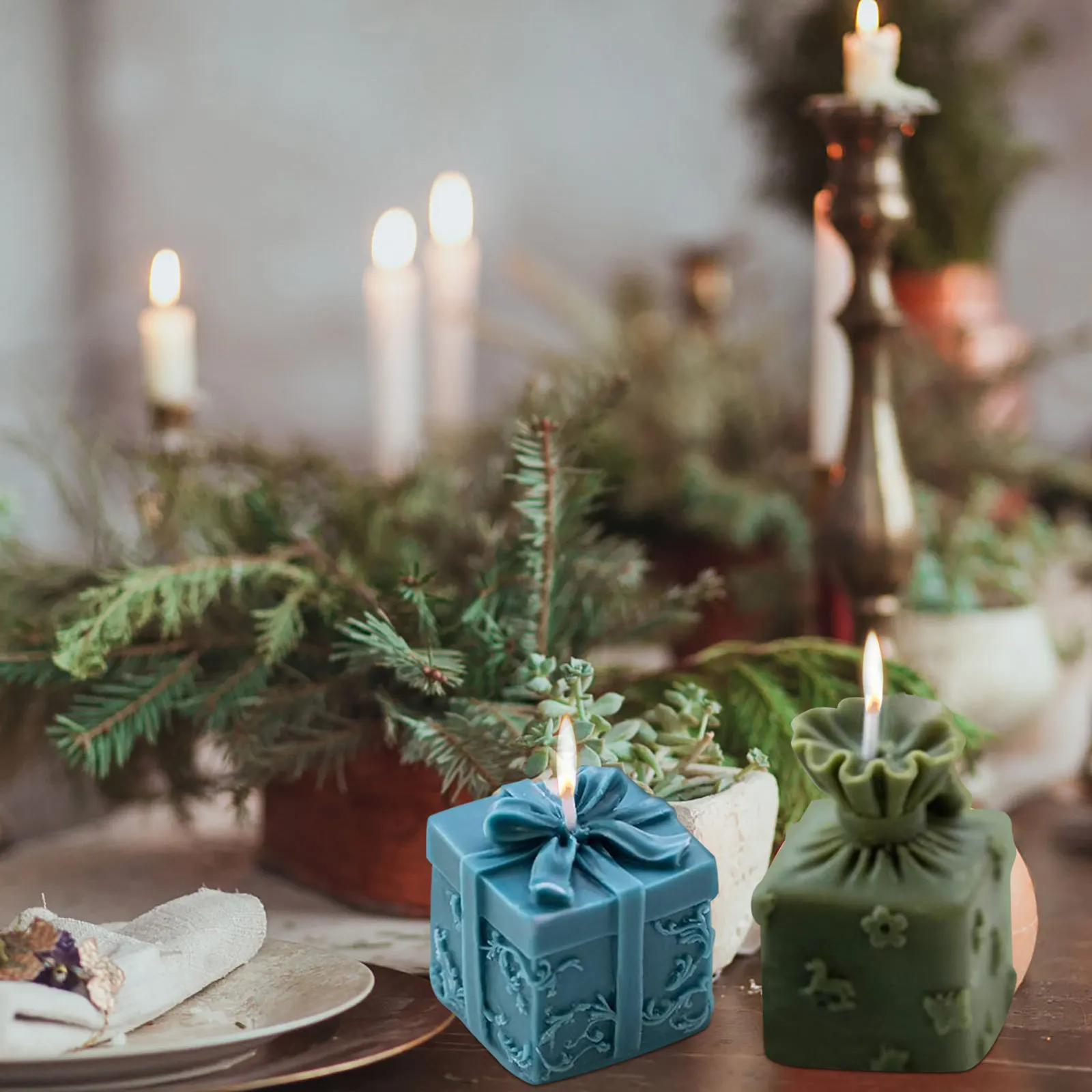

Molds DIY Scented Christmas Presents Manual Silicone Candlestick Xmas Gifts