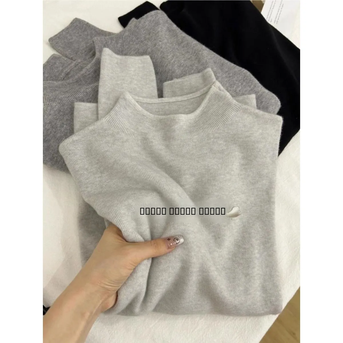 

Warm f High Ne Knitted Sweater Women's 2025 New Autumn Winter Inner Wear Sli Top Quali Polyester Spandex Blend