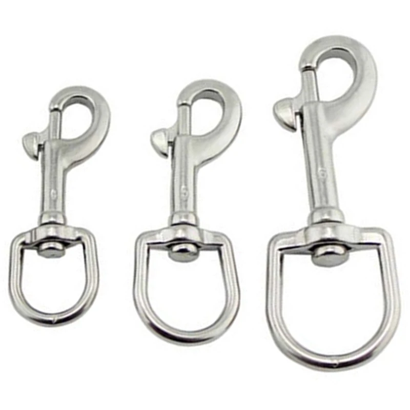 5 PCS Marine 316 Stainless Steel Oval Single-Ended Rotary Buckle Lock For Scuba Diving Dog Leash