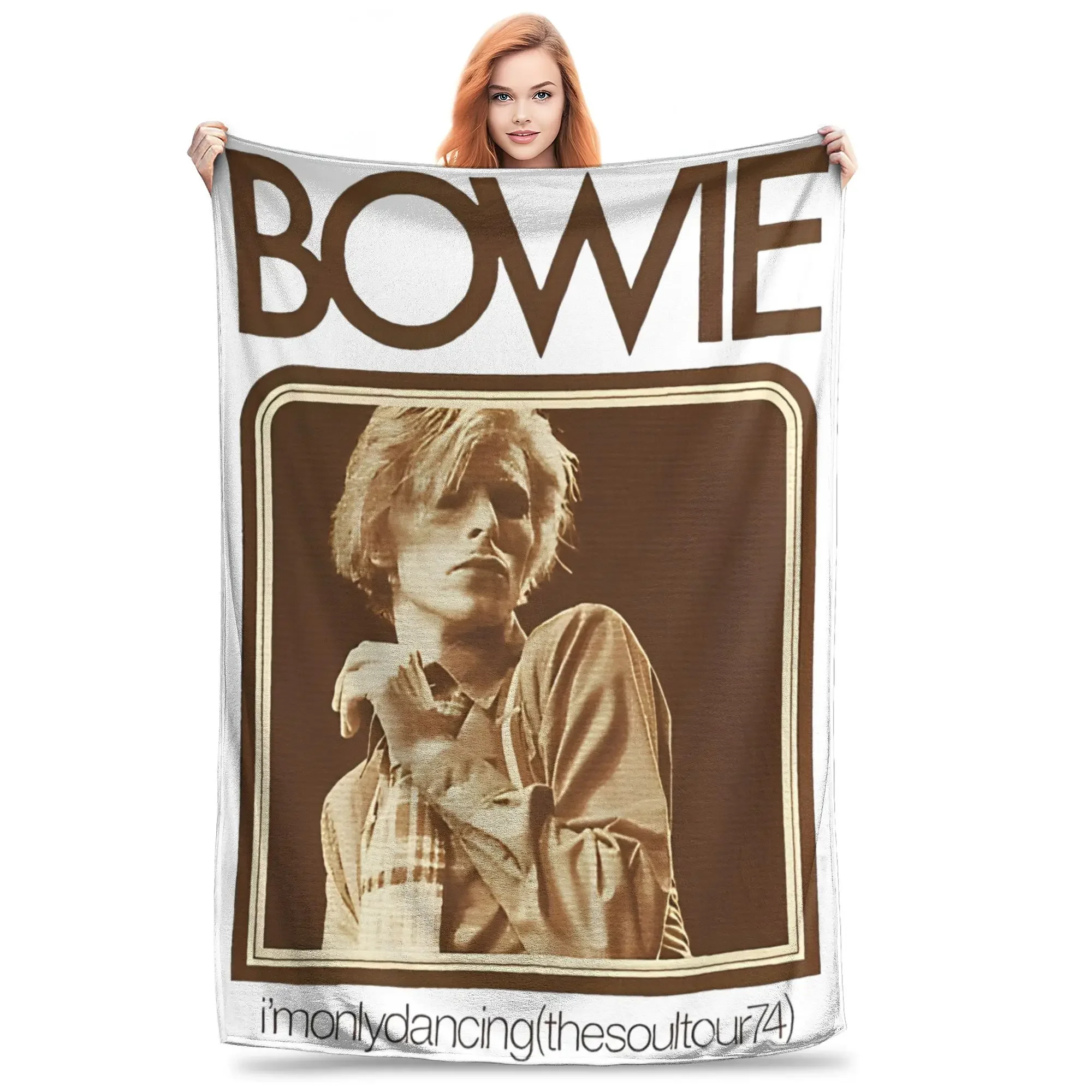 Vintage Davids Star Bowied Cool Singer  Blanket Multiple Sizes Soft Fuzzy Plush Pop Music Throw Blankets for Couch Sofa and Bed