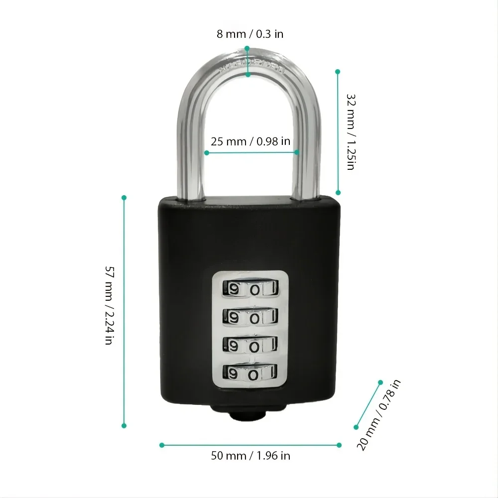 4 -Digit Mechanical Password Lock Outdoor Waterproof Iron Door Garden Door Anti -theft Combination Hanging Lock Digital Lock