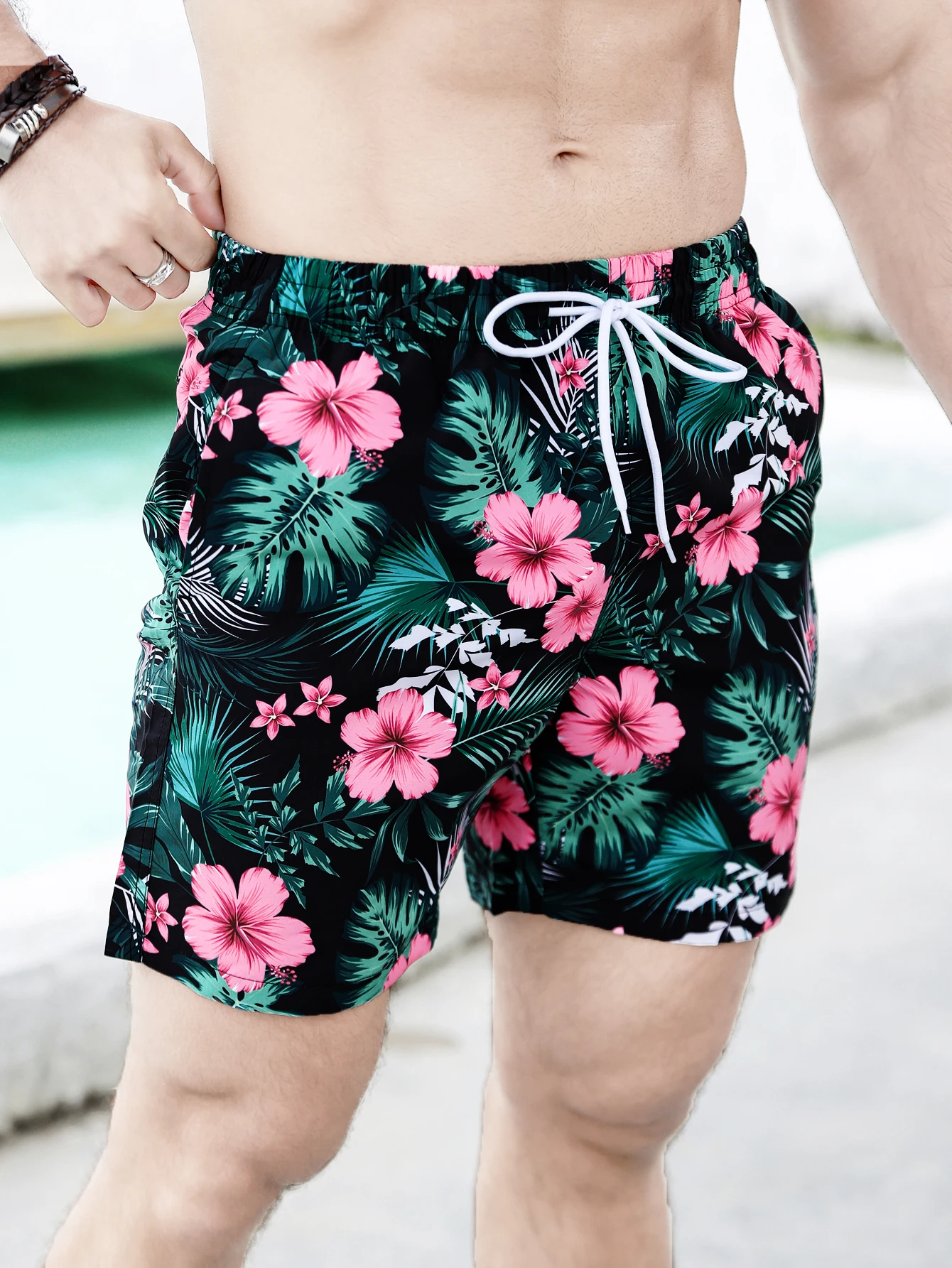 Men\'s big flower fashion beach shorts