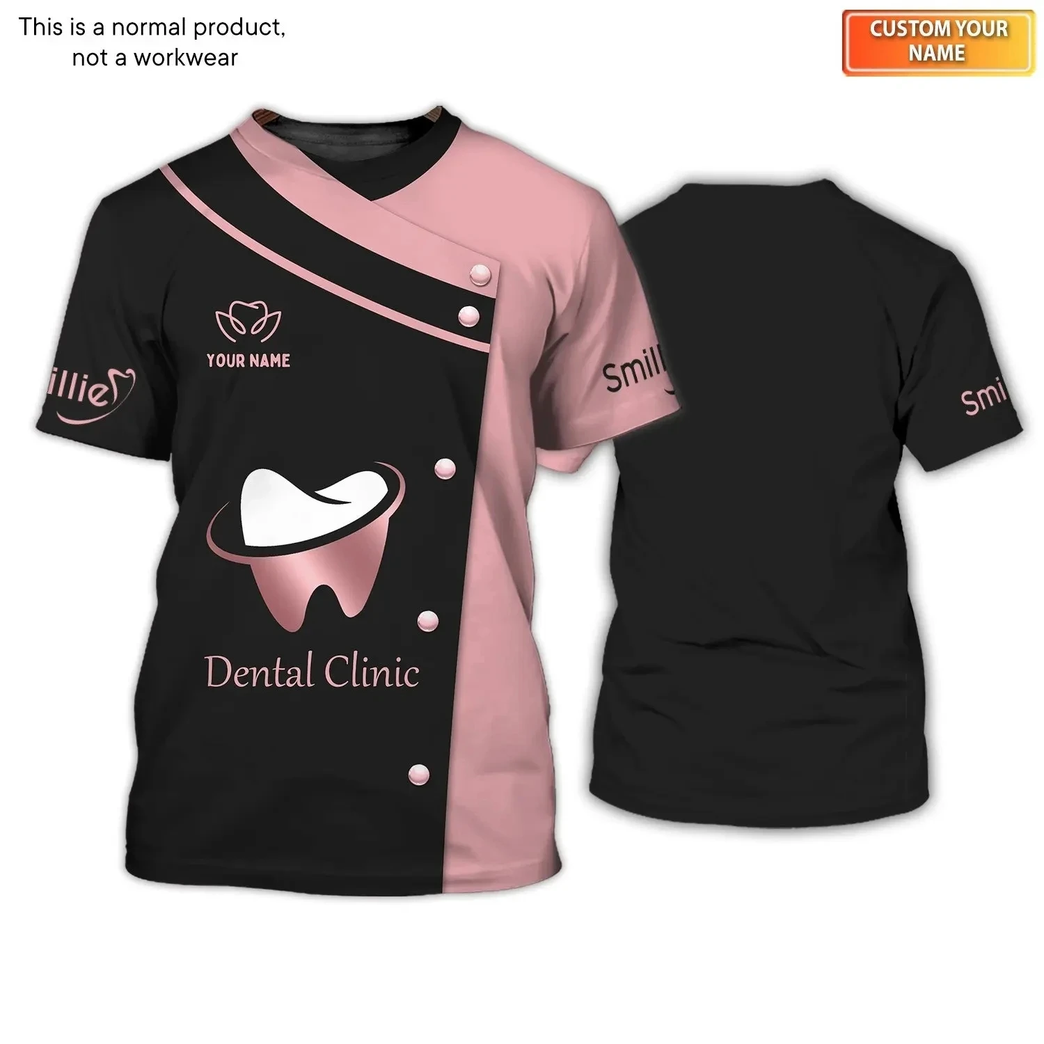 New Summer Sports Round Neck Printed Dental Tools Unified 3D T-shirt Customized Dentist T-shirt Men\'s and Women\'s Casual Loose T