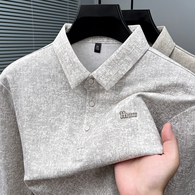 Luxury Brand Men's Long Sleeved Polo Shirt, Collar Jacquard Offset Printing High Cost-Effective T-Shirt, Casual Men's Clothing