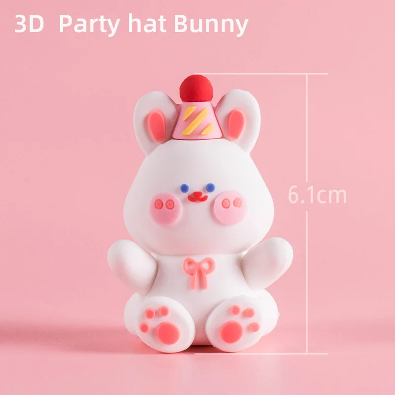 Cartoon Party Animal Cake Topper 3D INS Bear Easter Bunny Chinese Zodiac for Kids Happy Birthday Decorations Boys or Girls Gifts