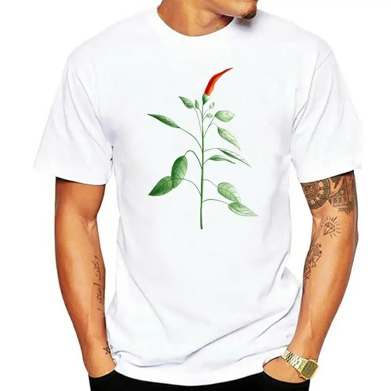 T-Shirts Cotton O-Neck Casual Tee Shirts For Men Little Hot Chili Pepper Plant Printing T Shirt Men Fashion Summer Tshirt