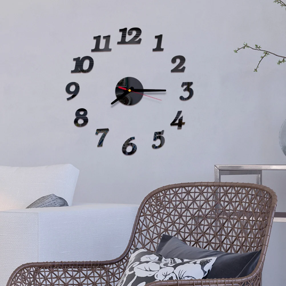 

Frameless Wall Clock Large Acrylic Mirror Surface Silent 3D Digital Sticker DIY Decorative Modern Art for Bedroom Living Room