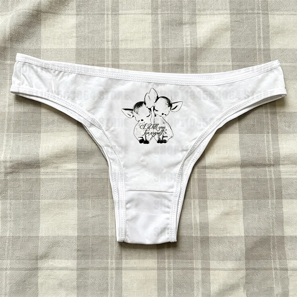 Women's Gothic letter cartoon cartoon printed triangle underwear Y2K Grunge summer beach outfit bikini