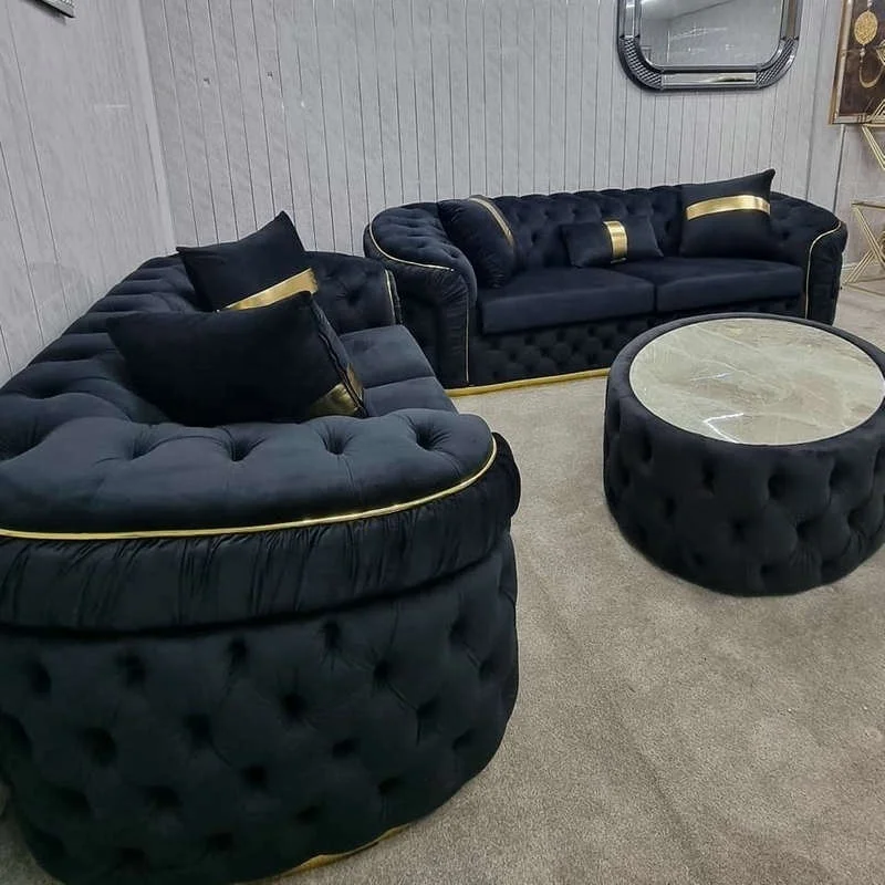

#Premium Velvet Fabric Loveseat Couch Sofa Set