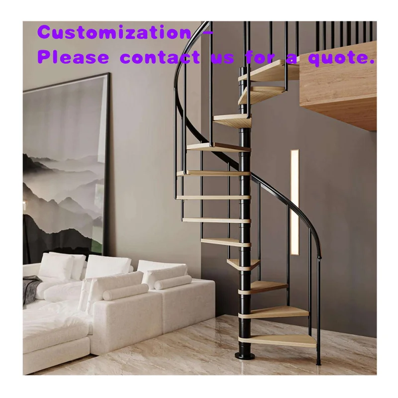 custom.Compact Modern Indoor Stairs with Timber Treads and Smooth Rotation Design Apartments
