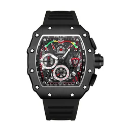 UTHAI Samurai Black Watch masculino, brilho impermeável totalmente automático, moda masculina, alta beleza, relógio esportivo de lazer