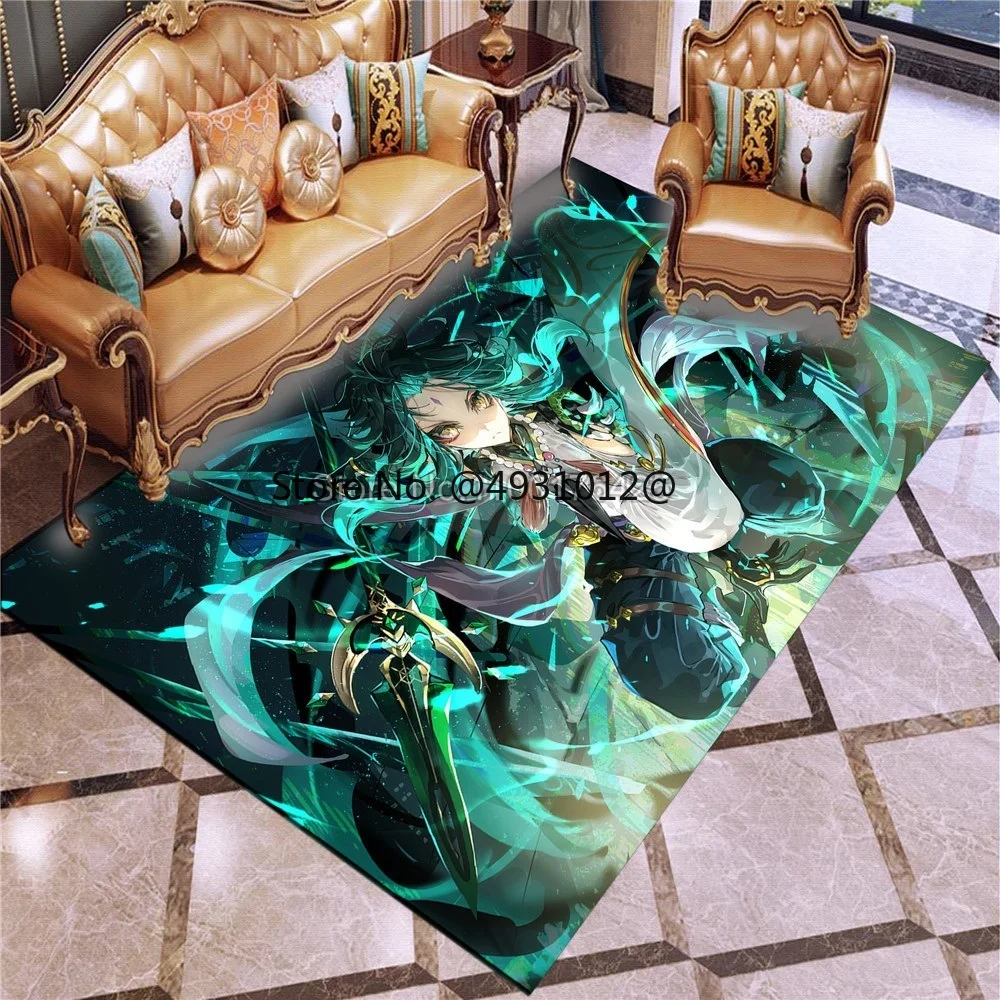 

2023 3D Printing Game Rugs Cartoon Genshin Impact Ganyu Xiao Decoration Large Carpet Household Floor Mats Kids Room Play Carpet