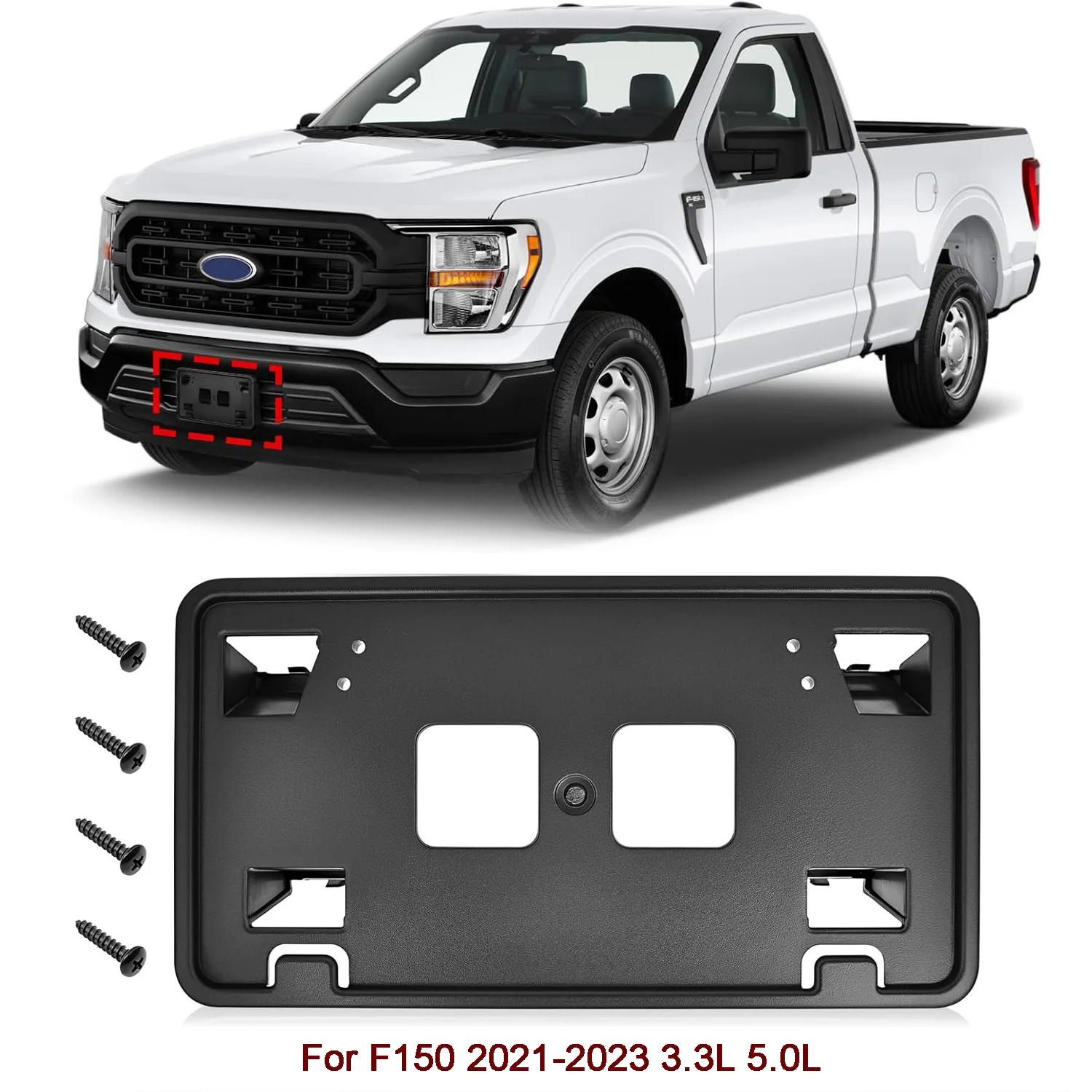 

Кронштейн номерного знака для Ford F150 3.3L V6 5.0L V8 2021-2023 ML3Z-17A385-AB Пикап, замена рамки номерного знака переднего бампера