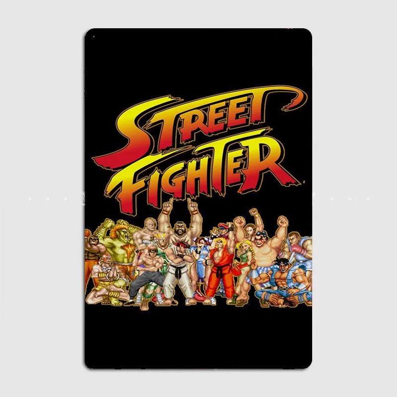 Street Fighter retro game Anime Metal Sign Poster Garage Room Wall Decor Living Custom Tin Vintage Home Decoration