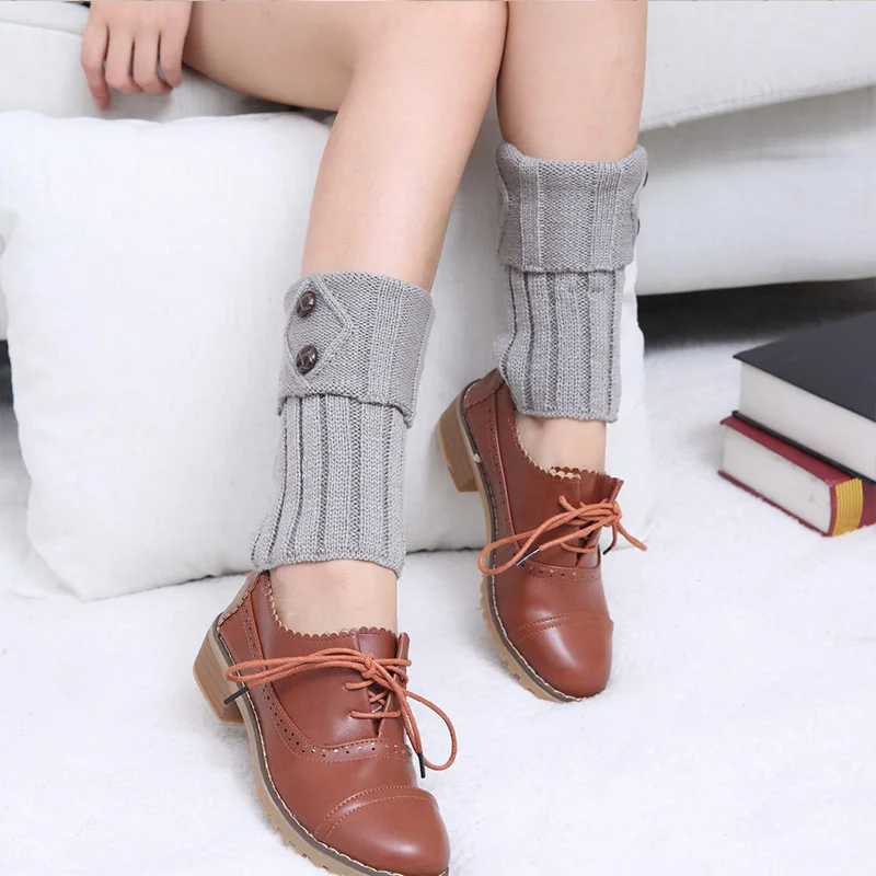 محبوك جورب يغطي المألوف التمهيد يغطي المرأة الجديدة نمط قصير الماس على شكل الوجه أكثر من 2 زر غطاء للقدم الدافئة #3